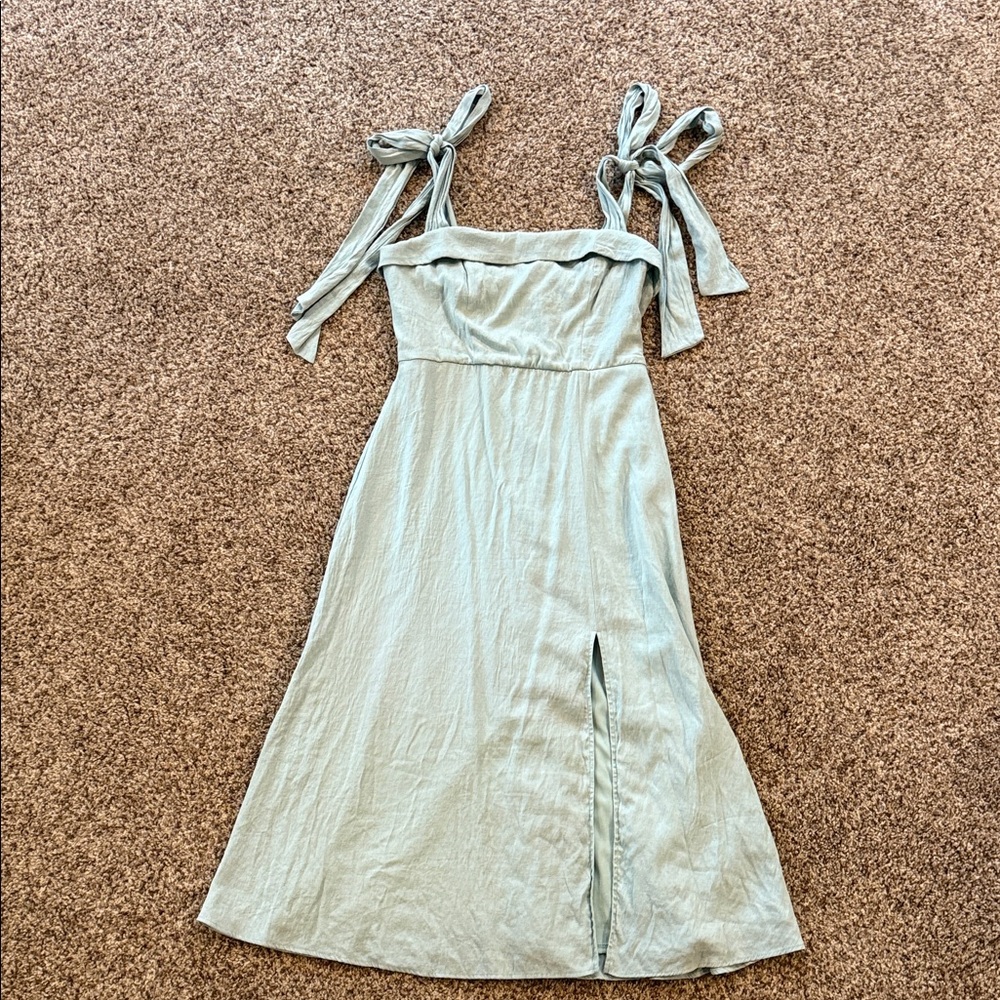 Trixxi Sage Green Sleeveless Midi Dress with Front Slit